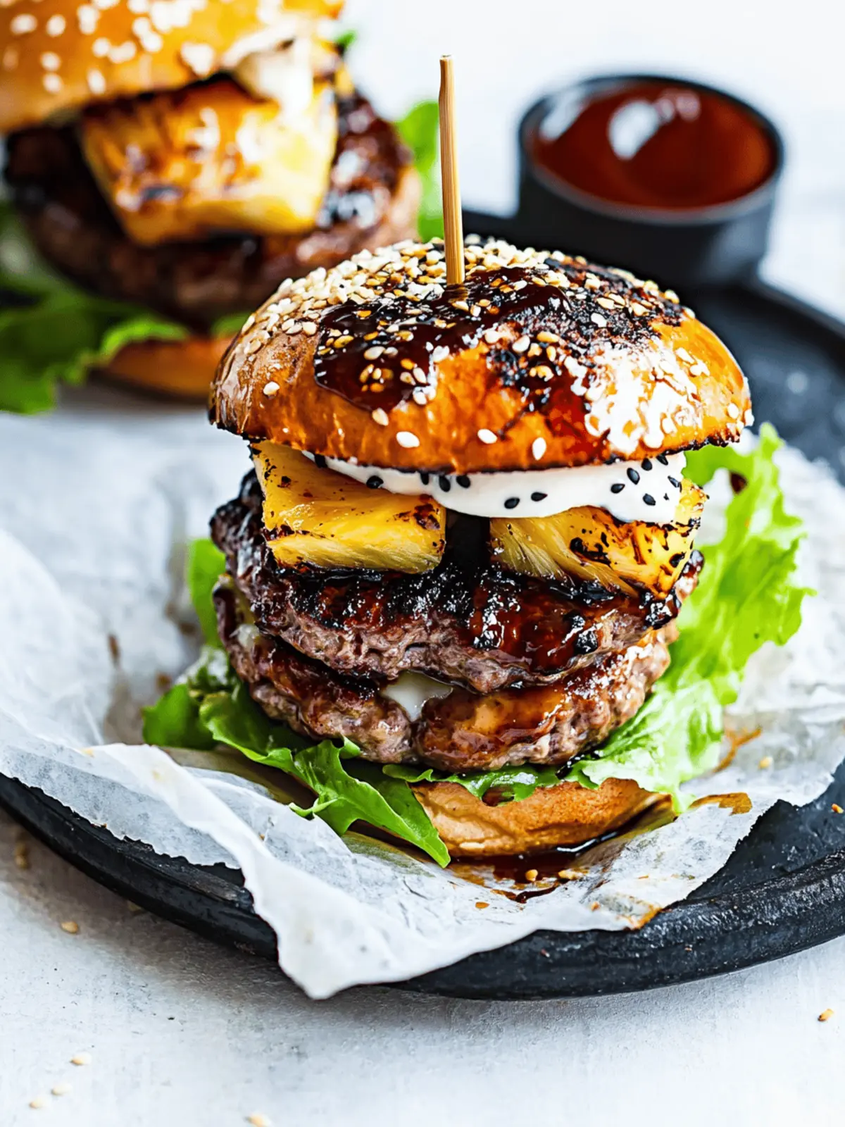 Hawaiian Teriyaki Burgers with Grilled Pineapple
