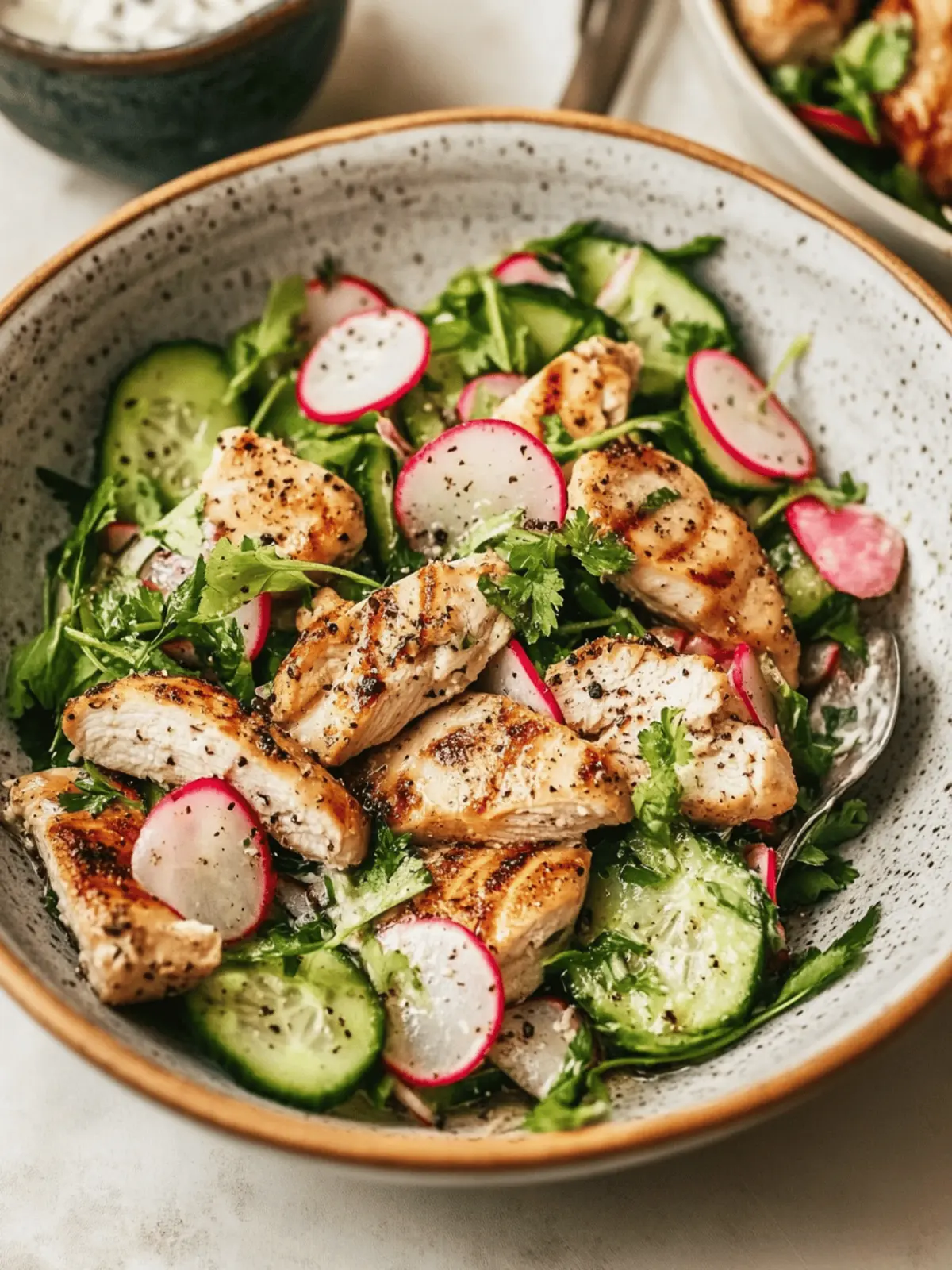 Radish Cucumber Salad with Black Pepper Chicken Delight 2 Radish Cucumber Salad with Black Pepper Chicken
