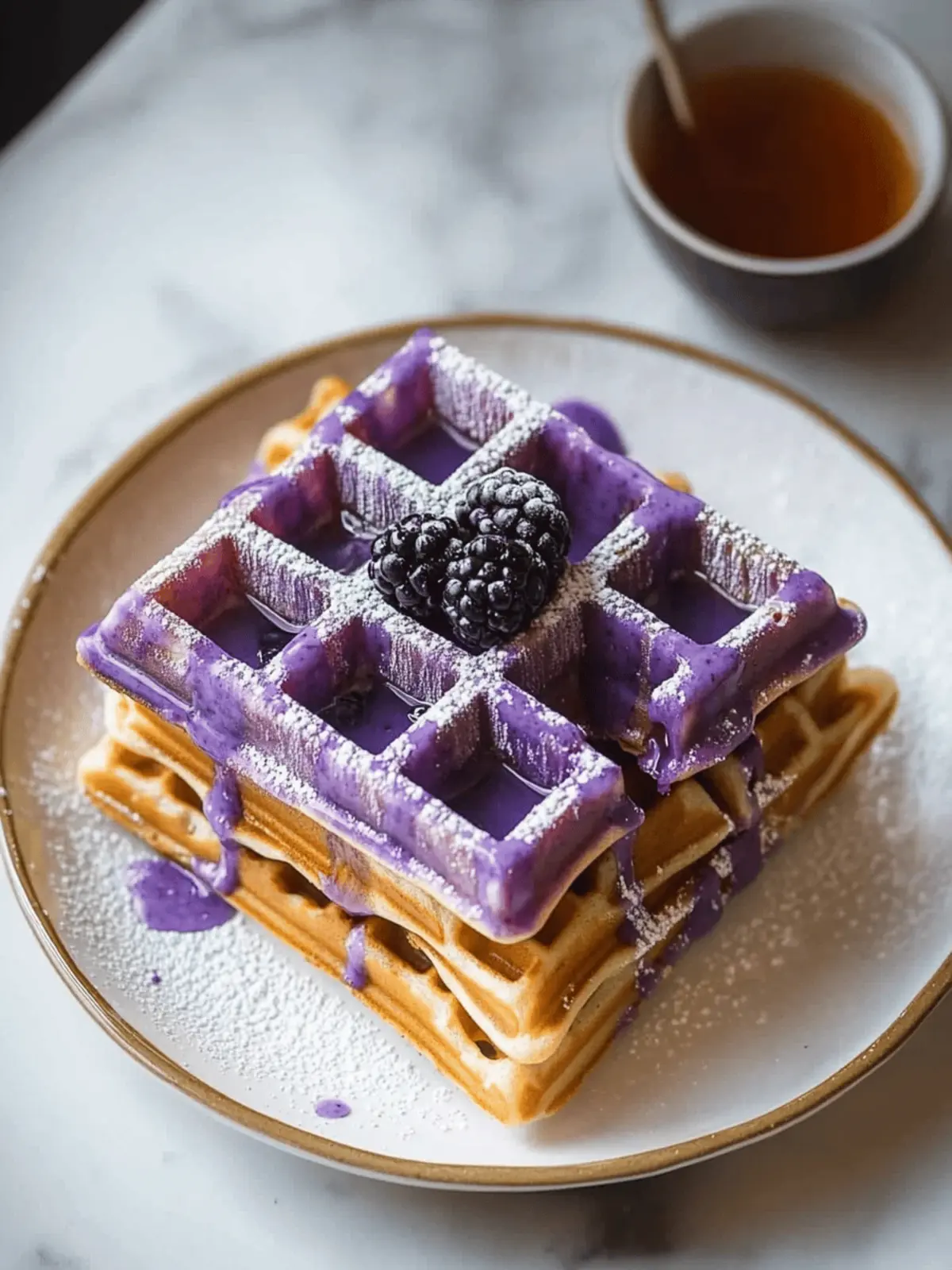 Ube Waffles with Macapuno Syrup
