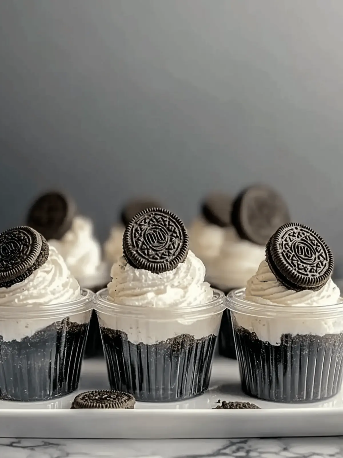 Mini Oreo Dessert Cups with Whipped Cream Cheese Filling