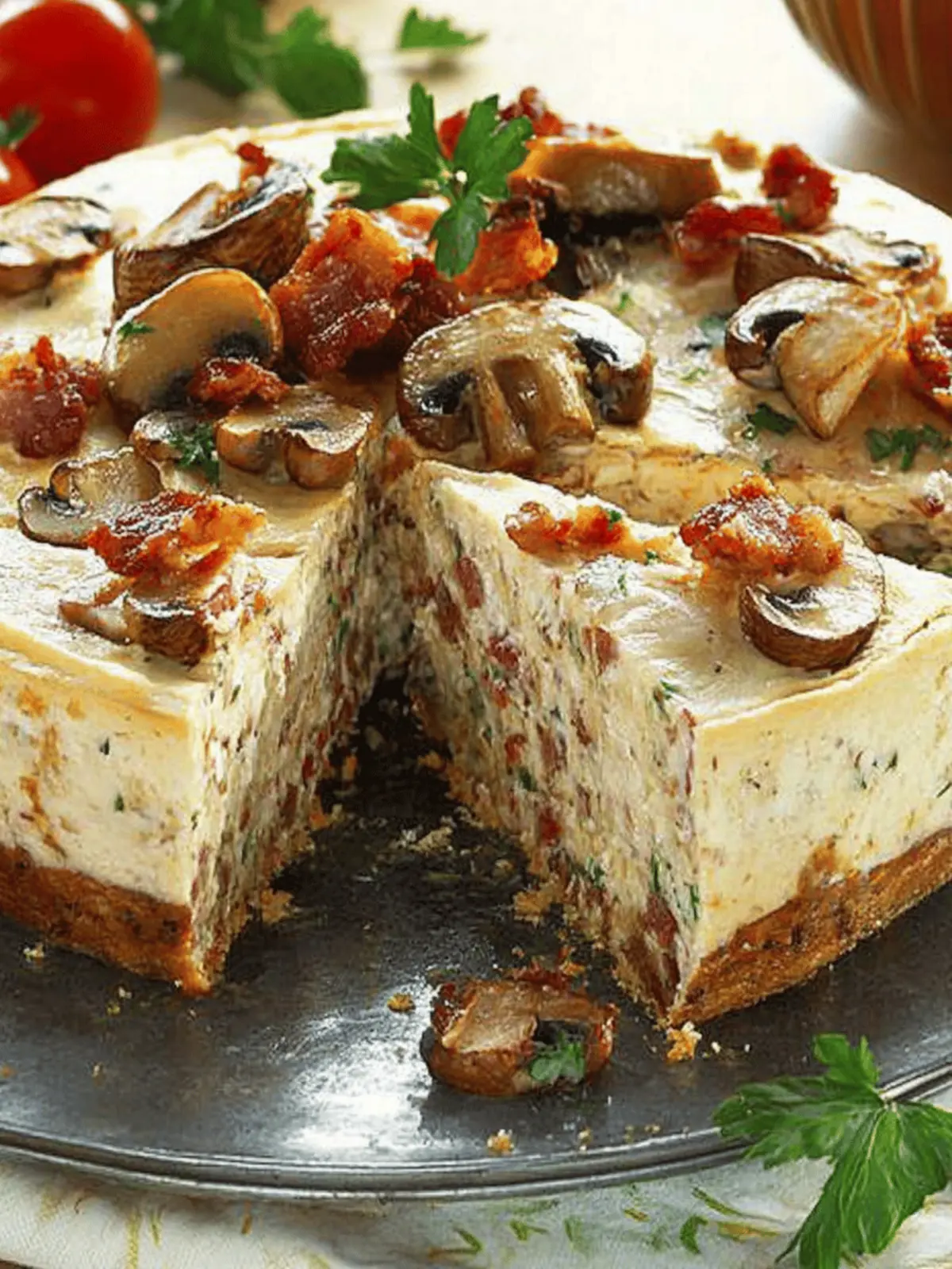 Mushroom and Bacon Cheesecake