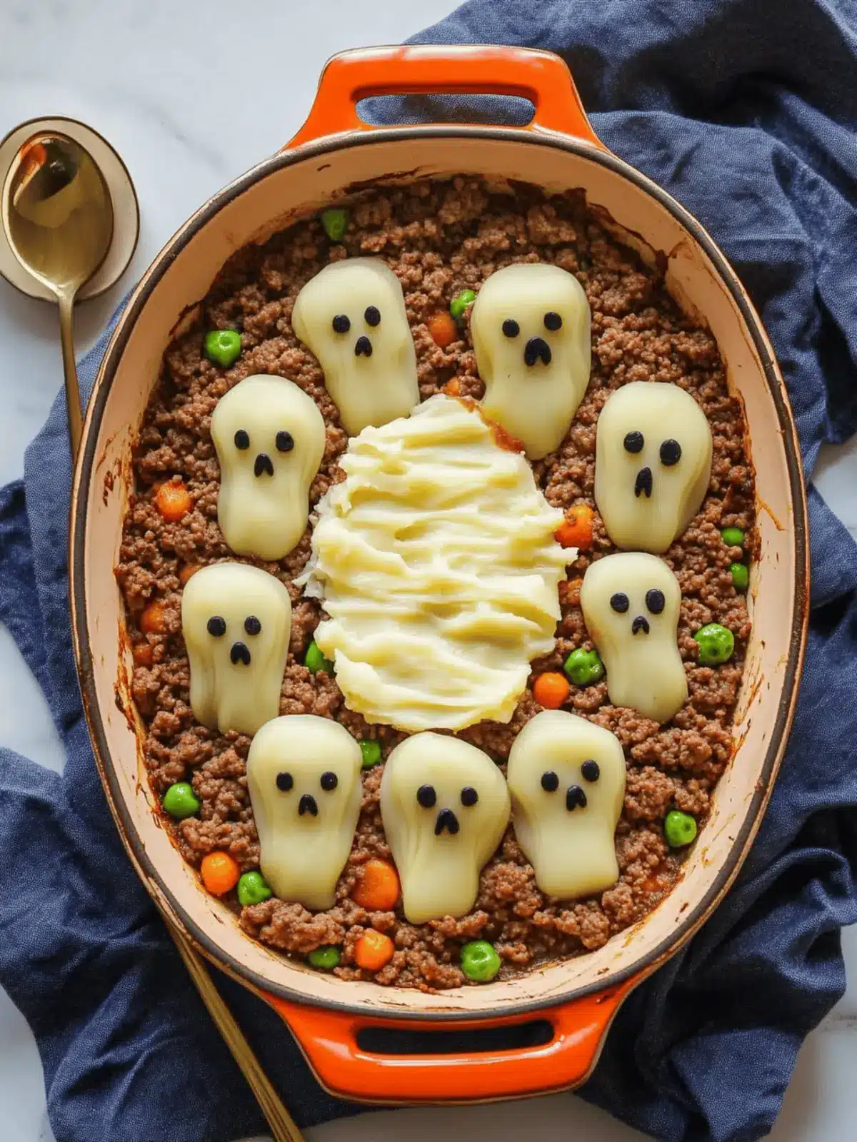 Easy Creepy Shepherd’s Pie With Ground Beef And Ghost Potatoes