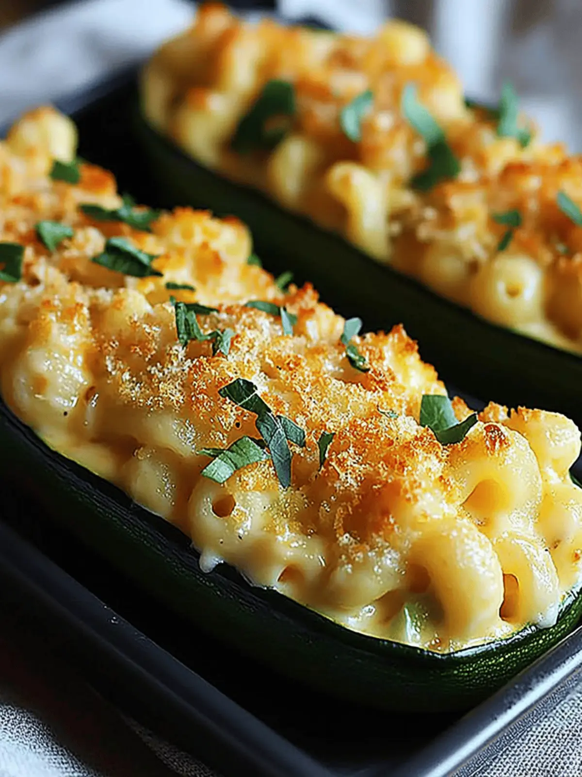 Mac & Cheese Stuffed Zucchini