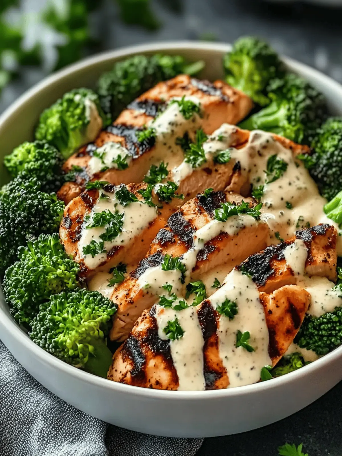 Grilled Chicken & Broccoli Bowls with Creamy Garlic Bliss 5 Grilled Chicken & Broccoli Bowls with Creamy Garlic Sauce