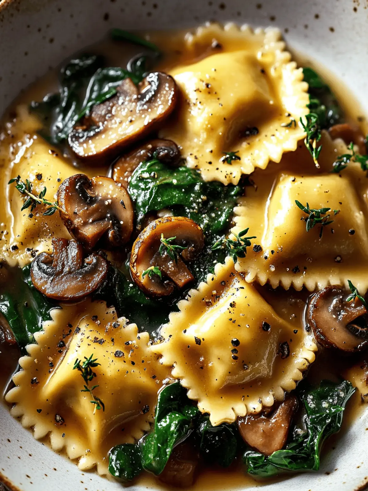 Mushroom Ravioli with Spinach