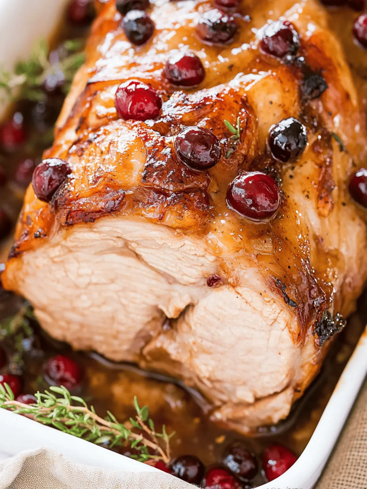 Honey Mustard Glazed Cranberry Pork Loin Roast