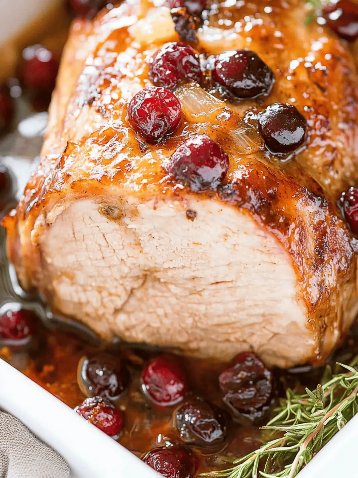 Honey Mustard Glazed Cranberry Pork Loin Roast