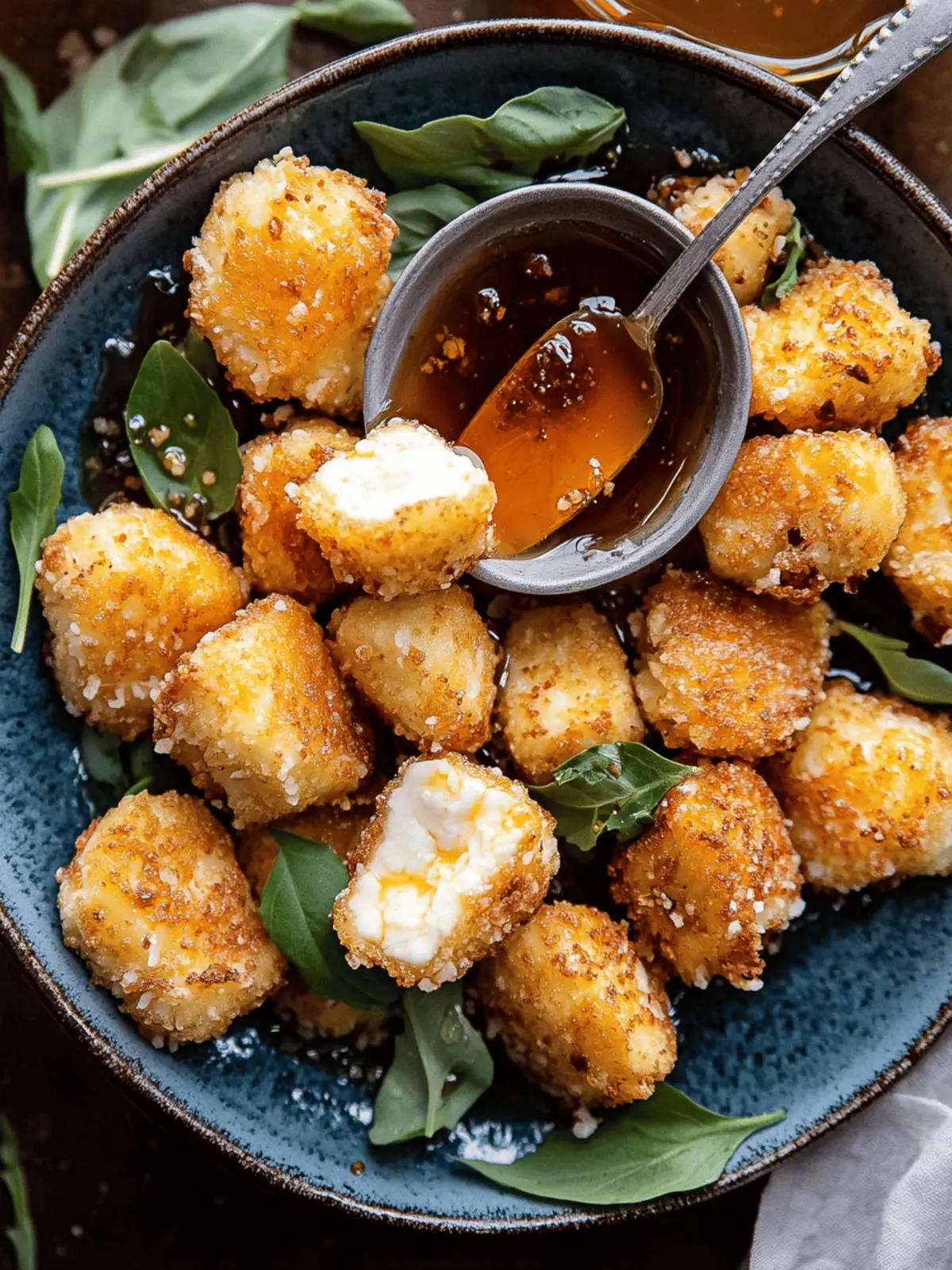 Oven Fried Halloumi Bites with Hot Honey