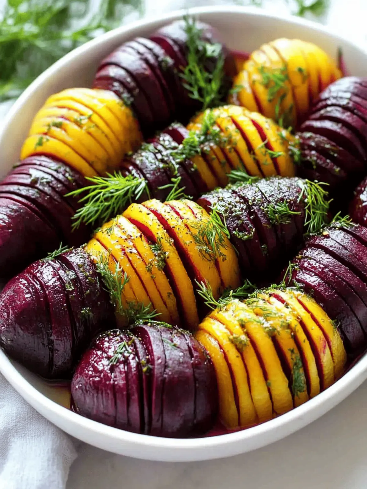 Delicious Roasted Hasselback Beets with Fresh Dill Dressing 5 Roasted Hasselback Beets with Dill Dressing