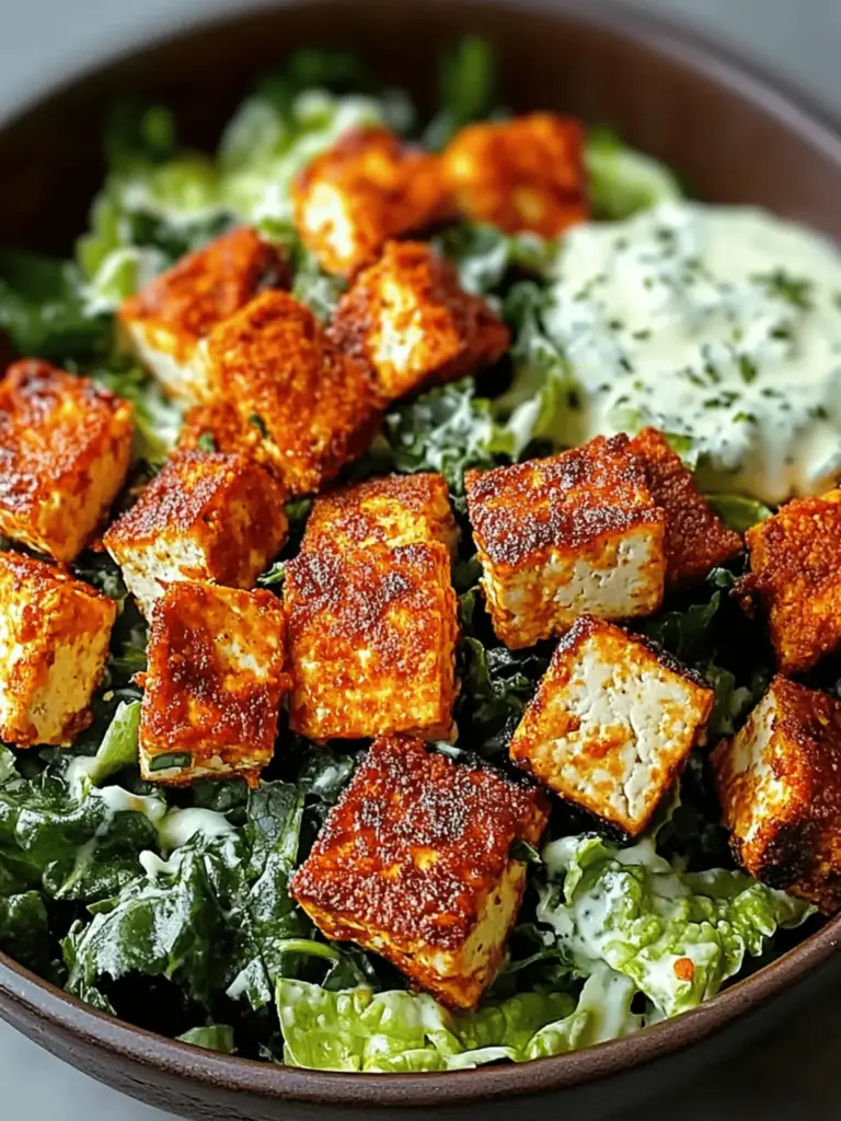 Crispy Buffalo Tofu Caesar Salad
