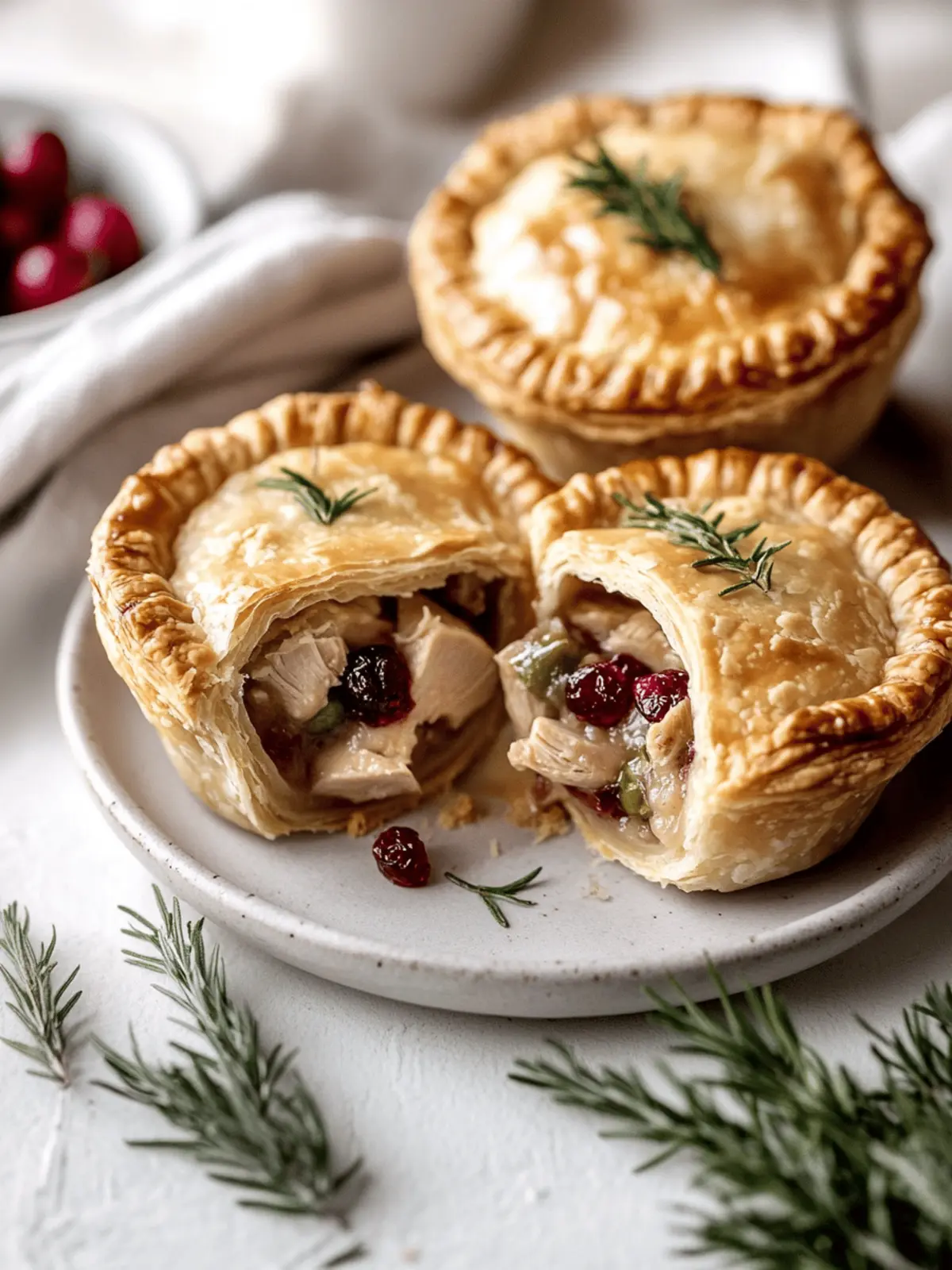 Mini Thanksgiving Turkey & Cranberry Pot Pies to Wow Your Guests 3 Mini Thanksgiving Turkey & Cranberry Pot Pies