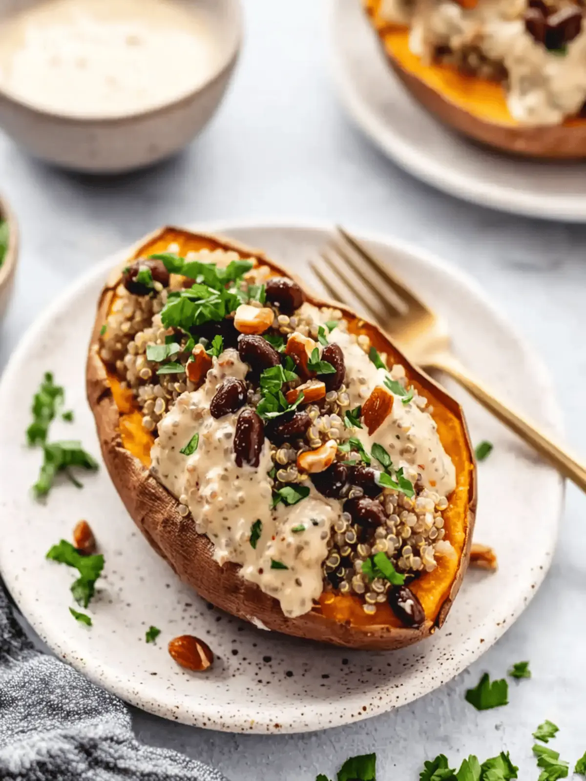 Vegan Stuffed Sweet Potatoes with Mediterranean Quinoa Magic 2 Vegan Stuffed Sweet Potatoes with Mediterranean Quinoa