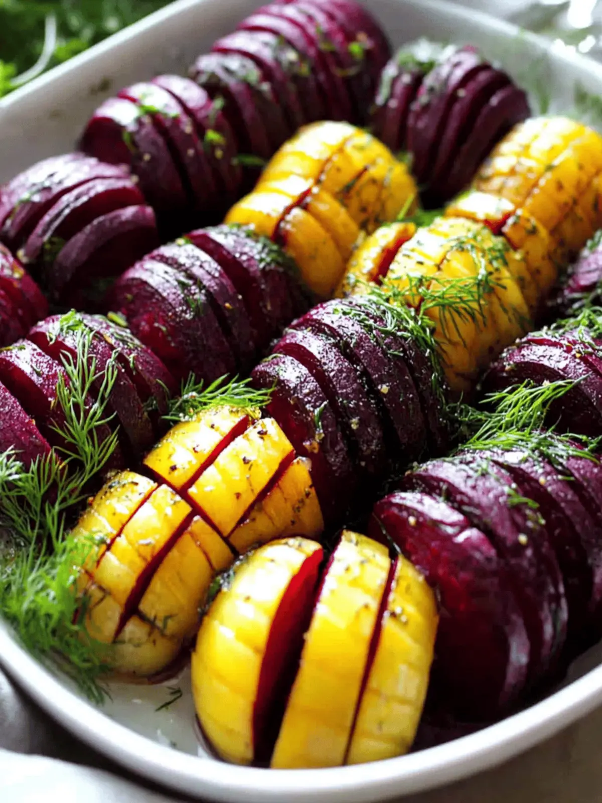 Delicious Roasted Hasselback Beets with Fresh Dill Dressing 2 Roasted Hasselback Beets with Dill Dressing