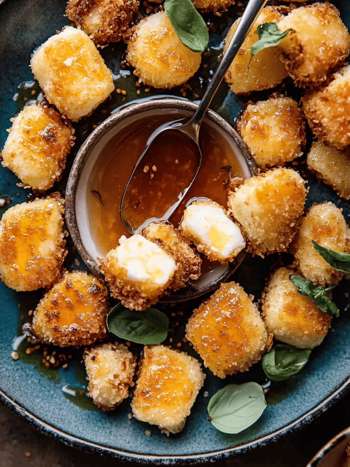 Oven Fried Halloumi Bites with Hot Honey