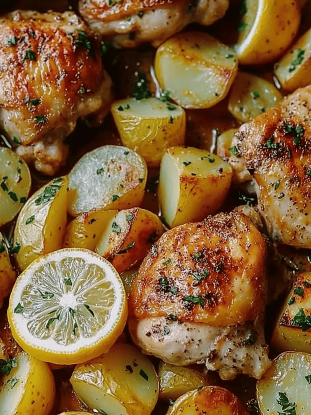 Savory Roasted Lemon Chicken Thighs with Tender Potatoes 2 Roasted Lemon Chicken Thighs with Potatoes