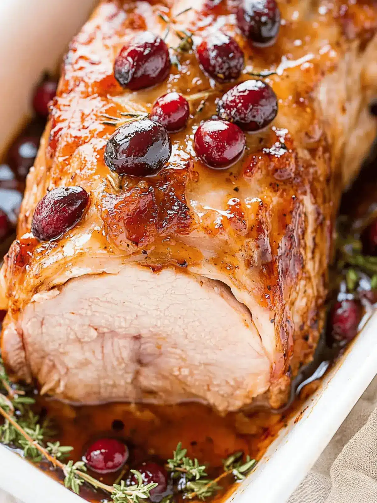 Honey Mustard Glazed Cranberry Pork Loin Roast