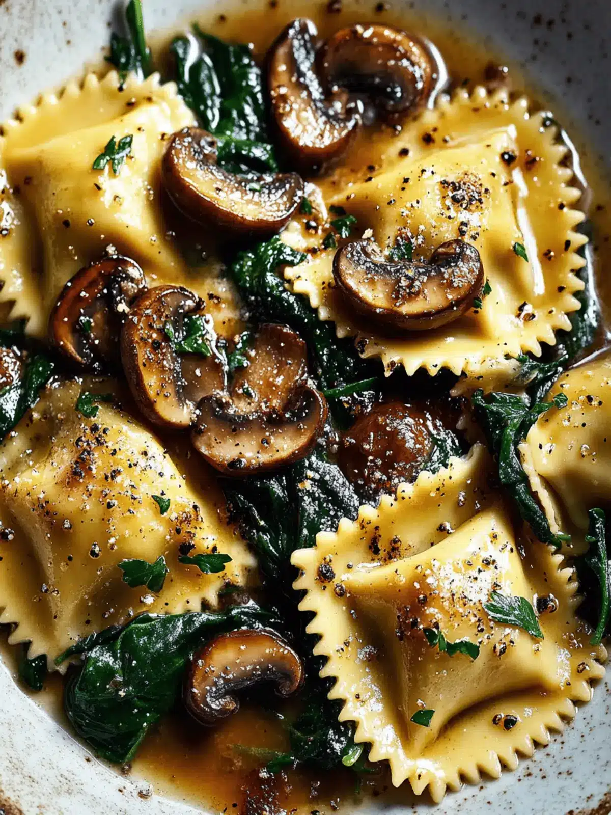 Mushroom Ravioli with Spinach