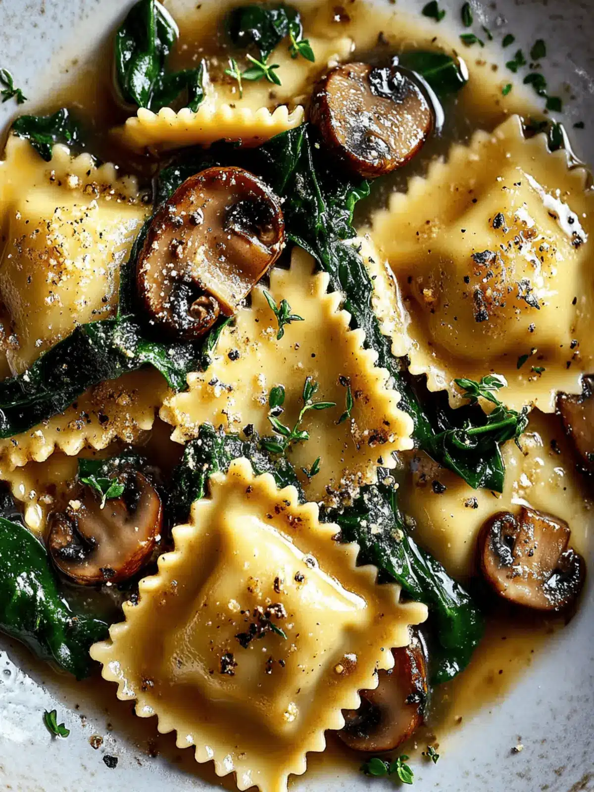 Mushroom Ravioli with Spinach