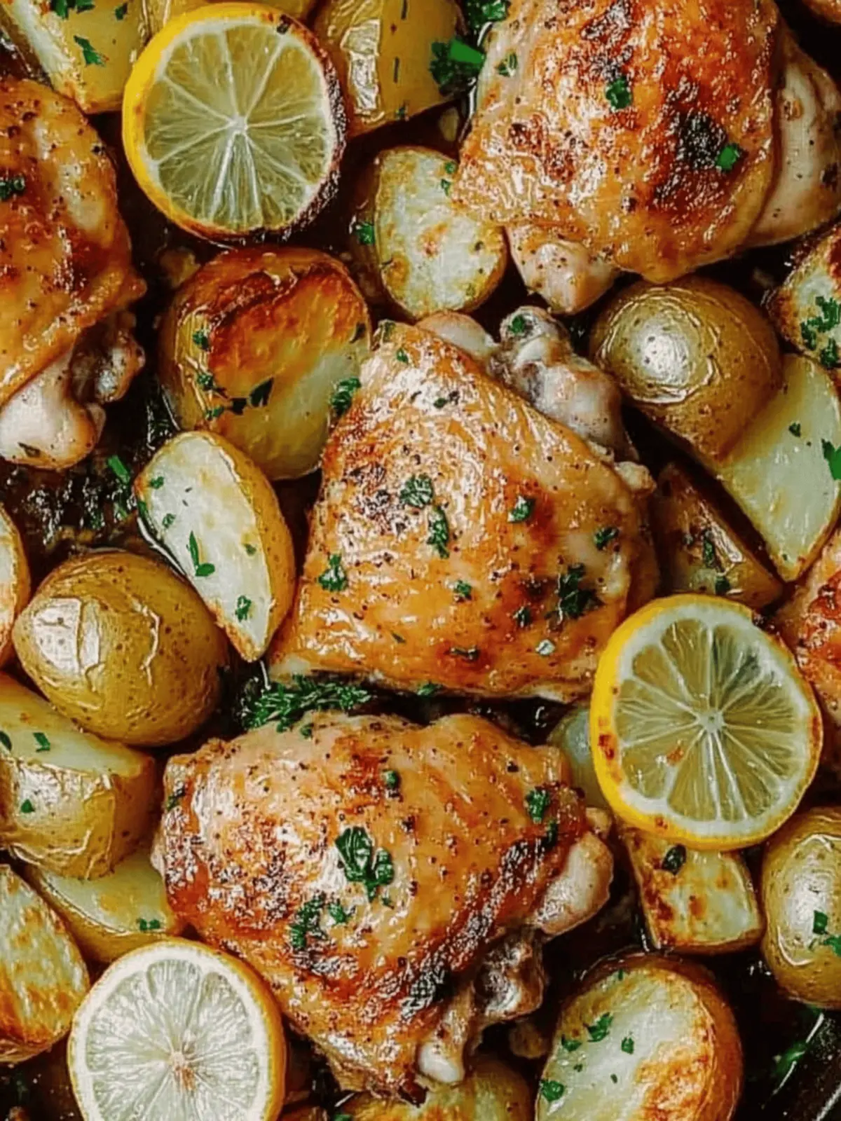 Savory Roasted Lemon Chicken Thighs with Tender Potatoes 3 Roasted Lemon Chicken Thighs with Potatoes