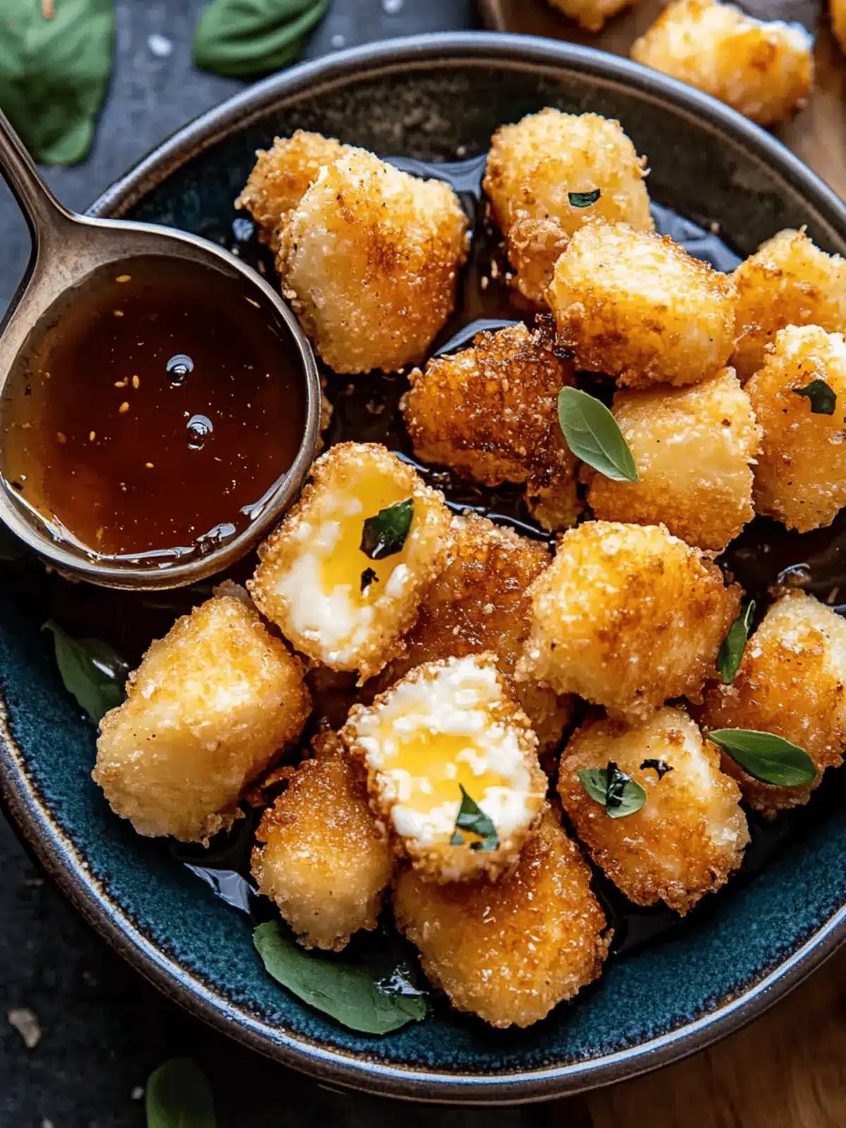 Oven Fried Halloumi Bites with Hot Honey