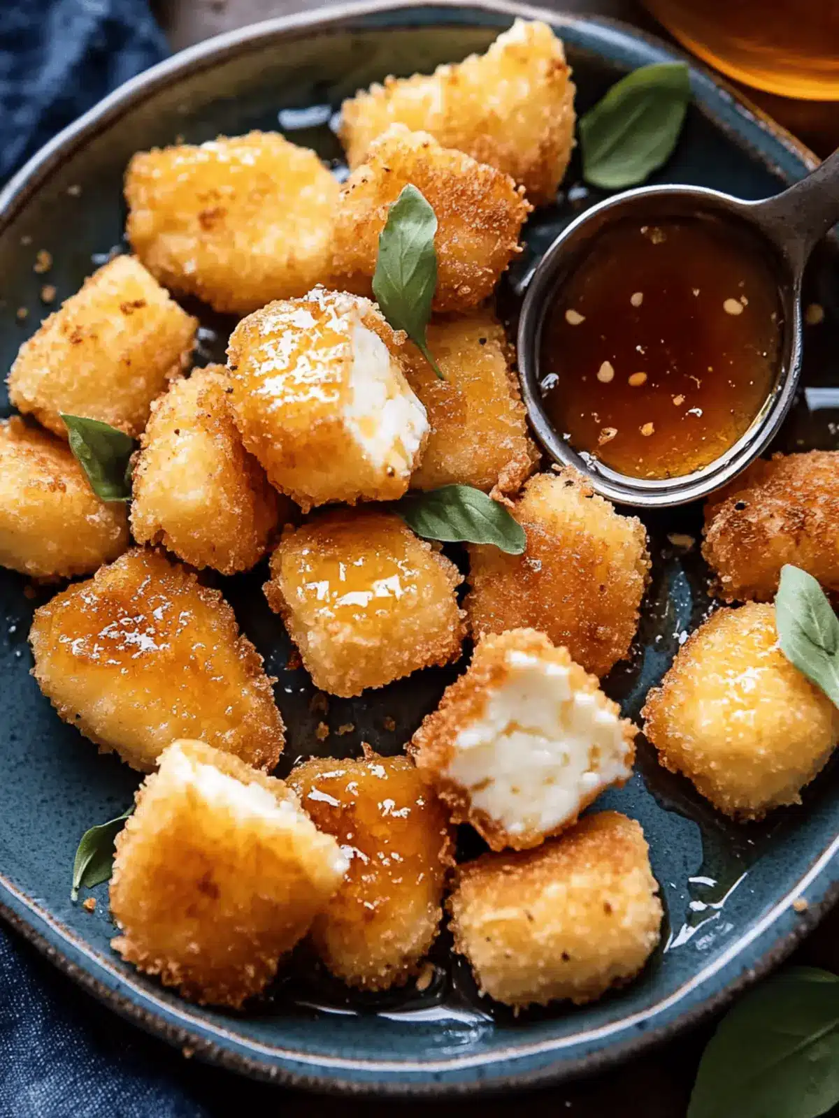 Oven Fried Halloumi Bites with Hot Honey