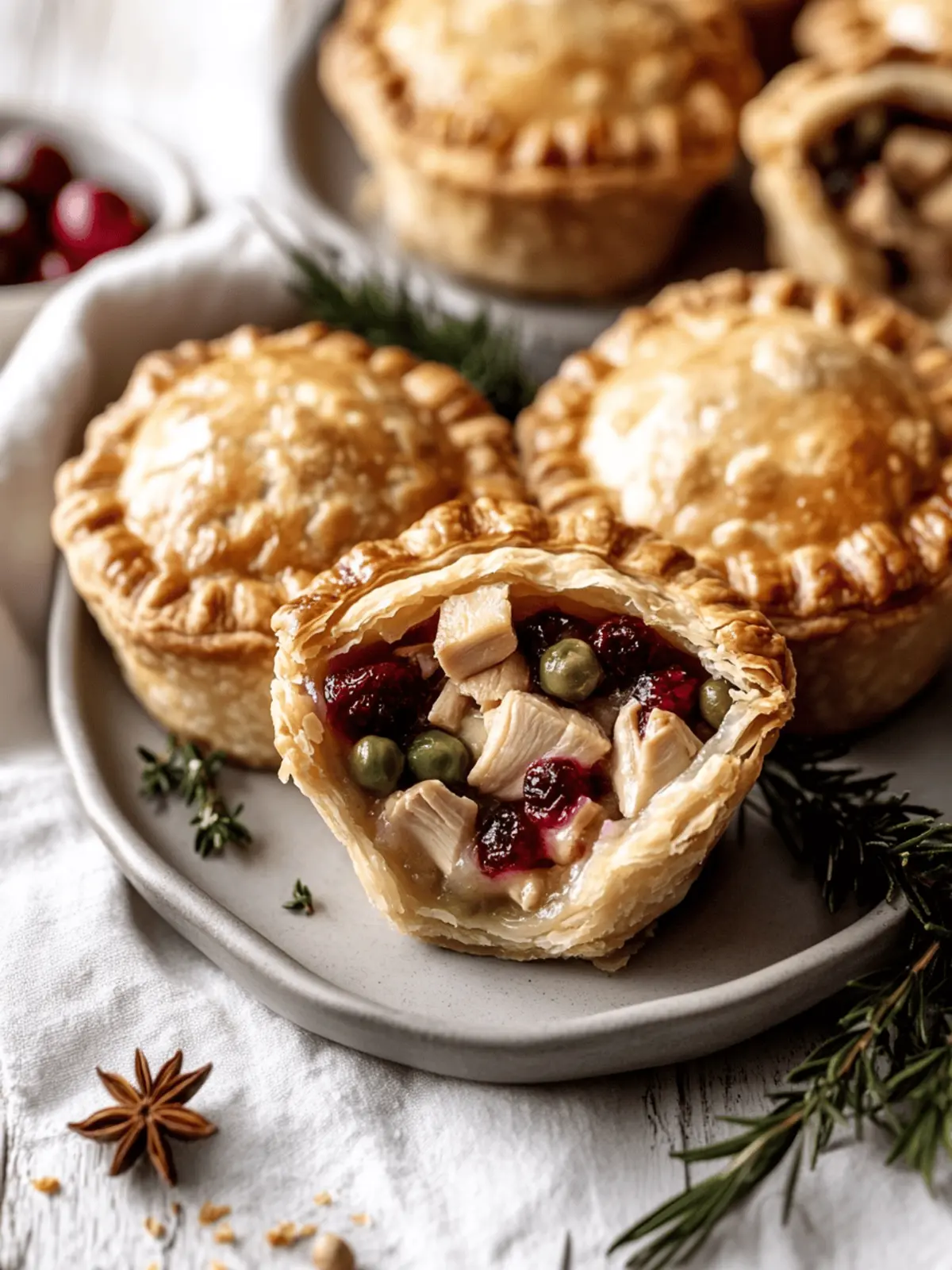 Mini Thanksgiving Turkey & Cranberry Pot Pies to Wow Your Guests 2 Mini Thanksgiving Turkey & Cranberry Pot Pies