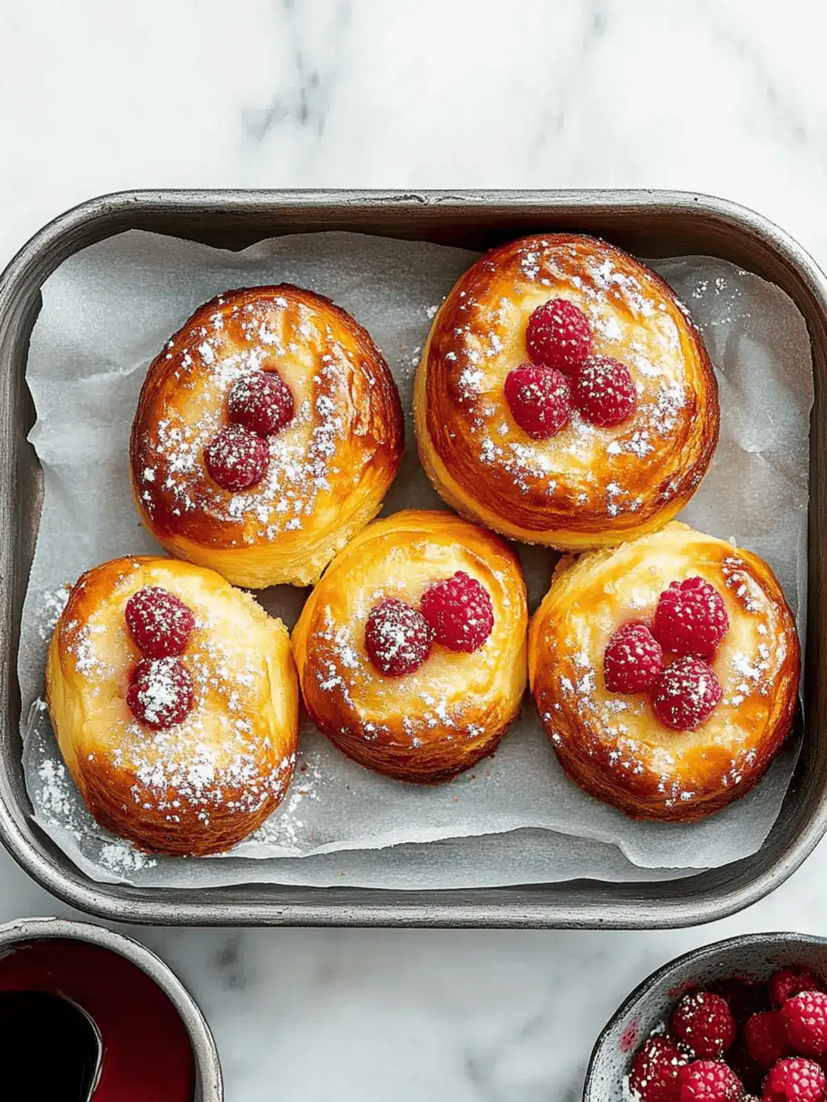 Vanilla Brioche Buns with Raspberries