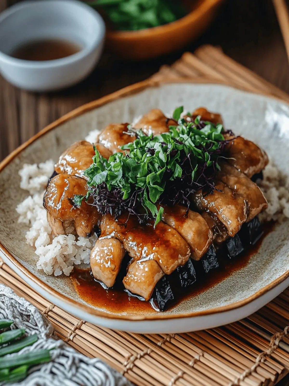 Ginger Pork Rolls with Eggplant